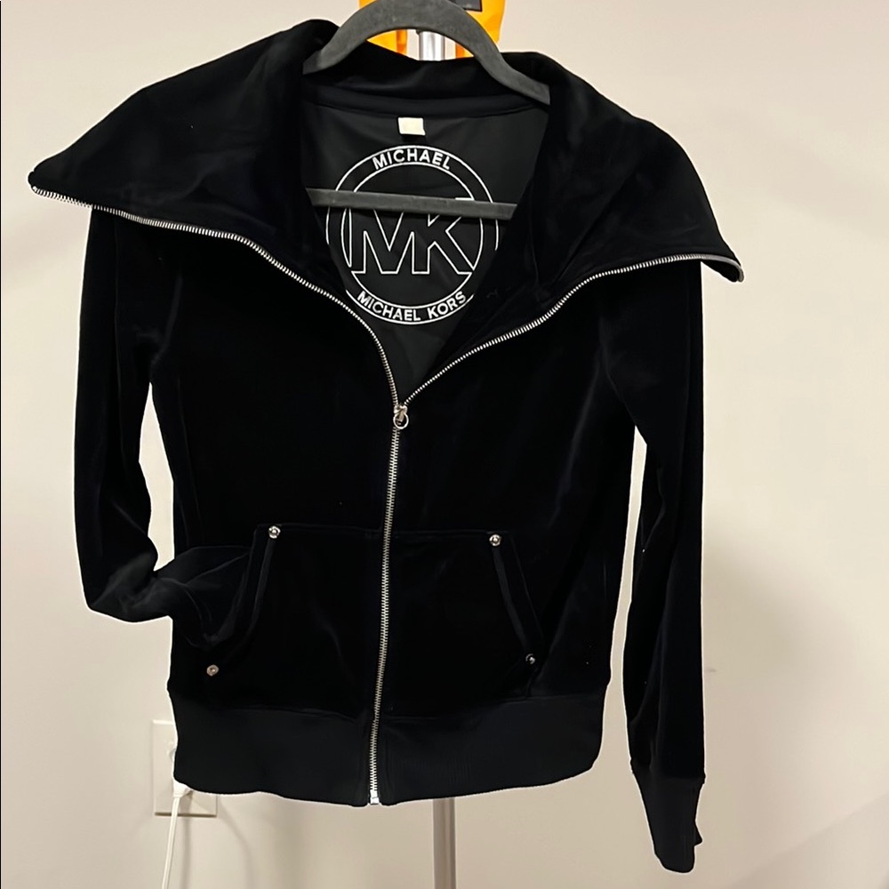 Michael Kors Black Bomber Jacket with Asymmetrical Zipper